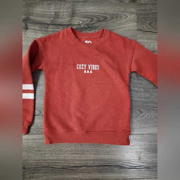 Girls " cozy vibes " crewneck size 7 - Picture 2 of 3